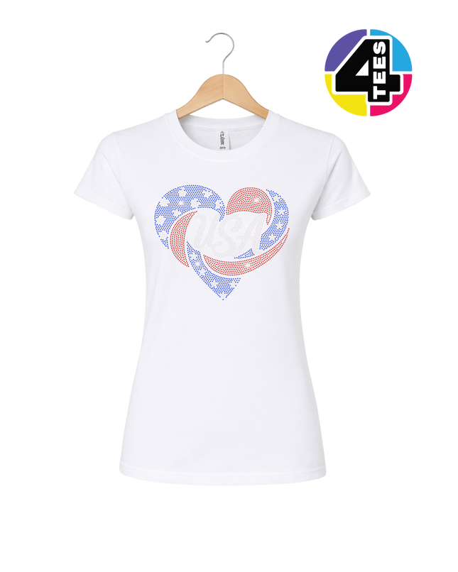 Spangle Heart USA Pride Women's Tee