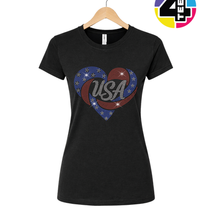 Spangle Heart USA Pride Women's Tee