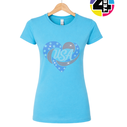 Spangle Heart USA Pride Women's Tee