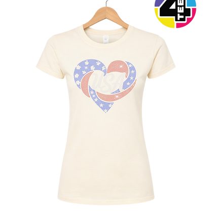 Spangle Heart USA Pride Women's Tee