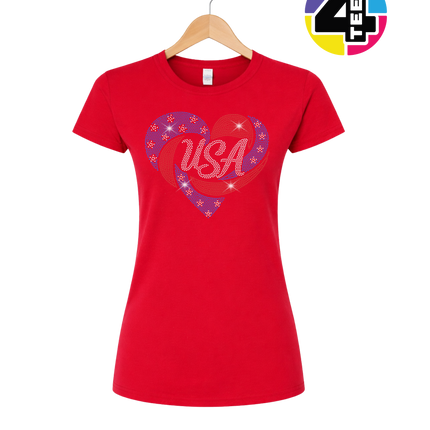Spangle Heart USA Pride Women's Tee