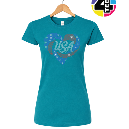 Spangle Heart USA Pride Women's Tee