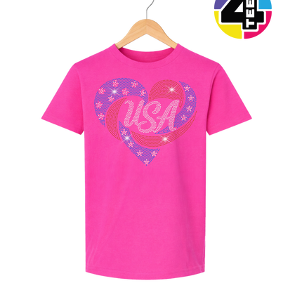 Spangle Heart USA Pride Youth Tee