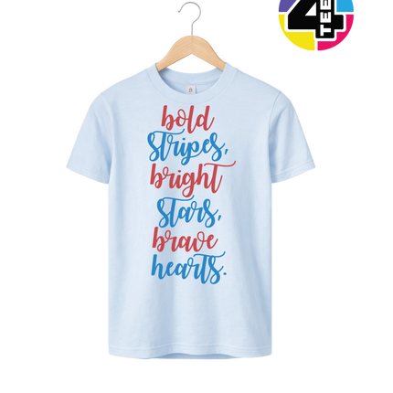 Bold Stripes Brave Hearts Youth Tee