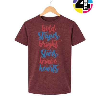 Bold Stripes Brave Hearts Youth Tee