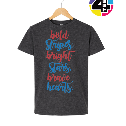 Bold Stripes Brave Hearts Youth Tee