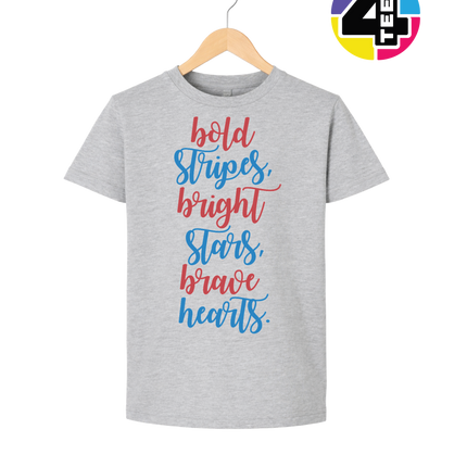 Bold Stripes Brave Hearts Youth Tee