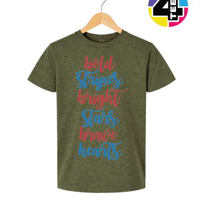 Bold Stripes Brave Hearts Youth Tee