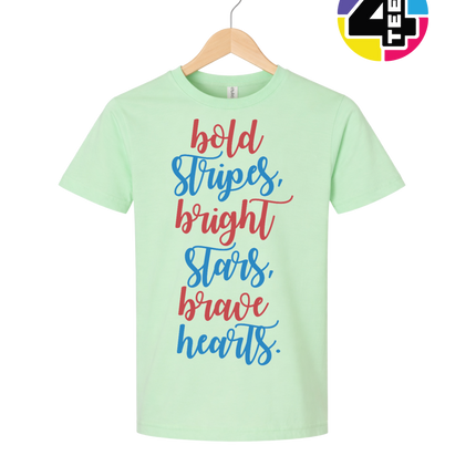 Bold Stripes Brave Hearts Youth Tee