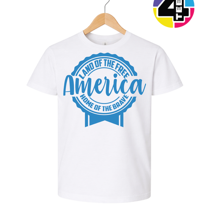 Land of the Free America Badge Youth Tee