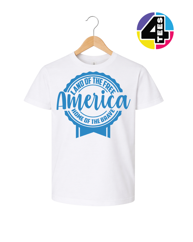 Land of the Free America Badge Youth Tee