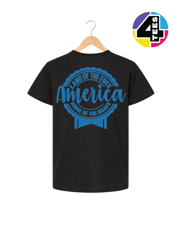 Land of the Free America Badge Youth Tee