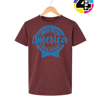 Land of the Free America Badge Youth Tee