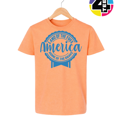 Land of the Free America Badge Youth Tee