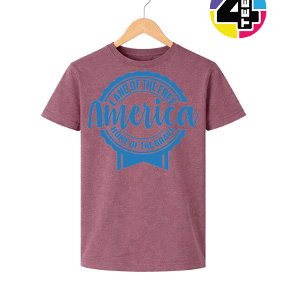 Land of the Free America Badge Youth Tee