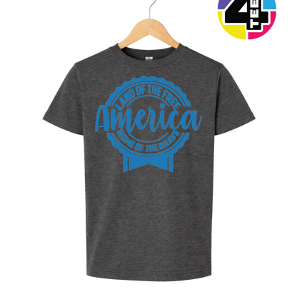 Land of the Free America Badge Youth Tee