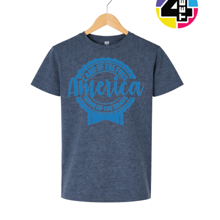 Land of the Free America Badge Youth Tee