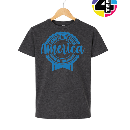 Land of the Free America Badge Youth Tee
