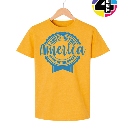 Land of the Free America Badge Youth Tee