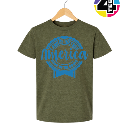 Land of the Free America Badge Youth Tee