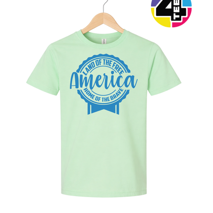 Land of the Free America Badge Youth Tee