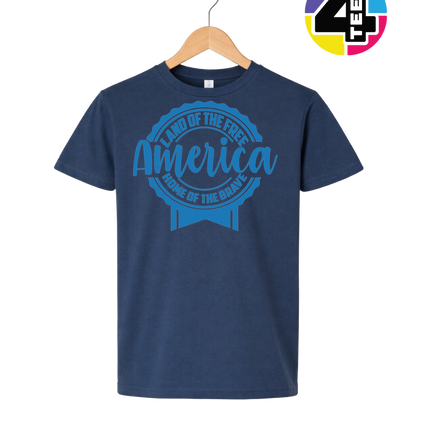 Land of the Free America Badge Youth Tee