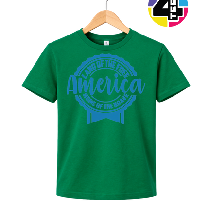 Land of the Free America Badge Youth Tee