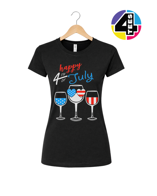 Happy 4th Wine Cheers Women's Tee