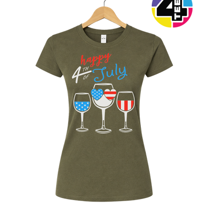 Happy 4th Wine Cheers Women's Tee