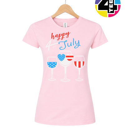 Happy 4th Wine Cheers Women's Tee