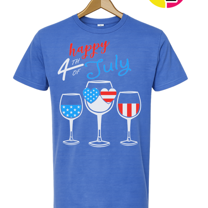 Happy 4th Wine Cheers Tee
