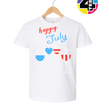Happy 4th Wine Cheers Youth Tee