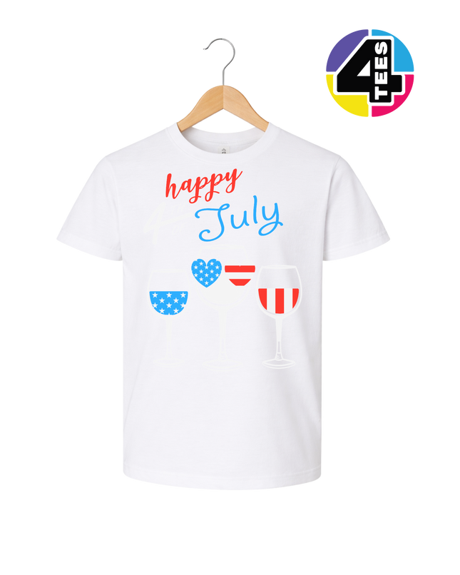 Happy 4th Wine Cheers Youth Tee