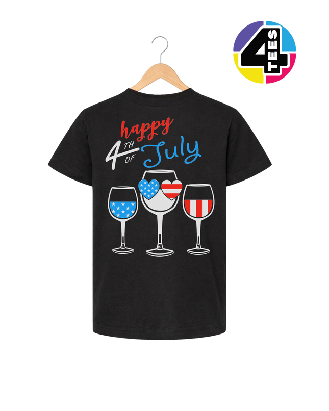 Happy 4th Wine Cheers Youth Tee