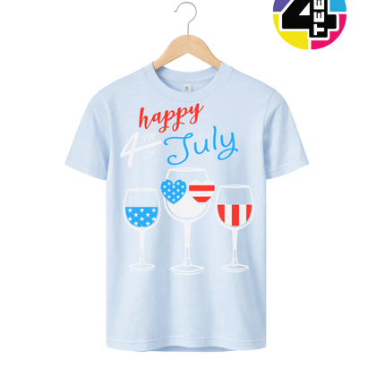 Happy 4th Wine Cheers Youth Tee