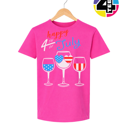 Happy 4th Wine Cheers Youth Tee