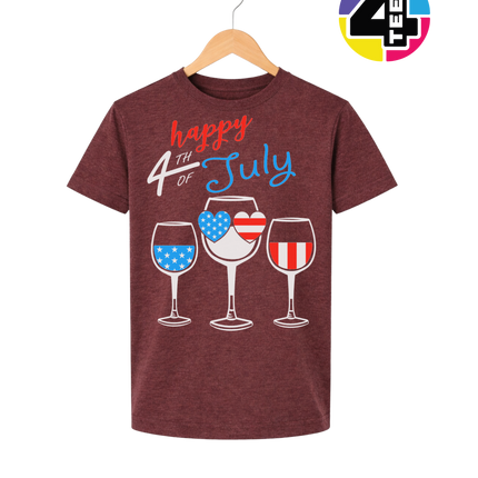 Happy 4th Wine Cheers Youth Tee