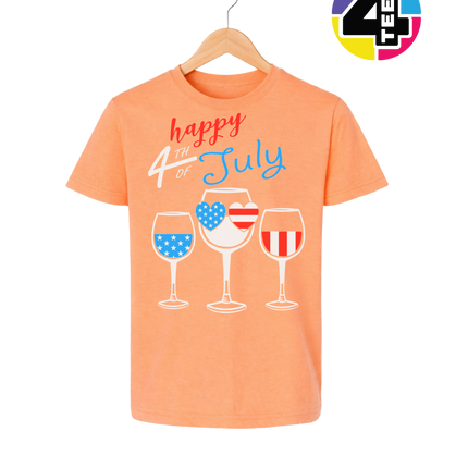 Happy 4th Wine Cheers Youth Tee
