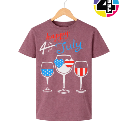 Happy 4th Wine Cheers Youth Tee