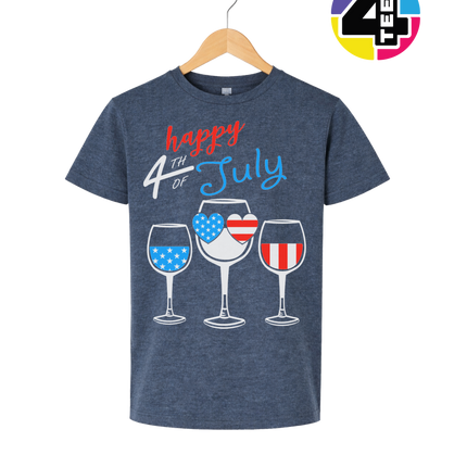 Happy 4th Wine Cheers Youth Tee