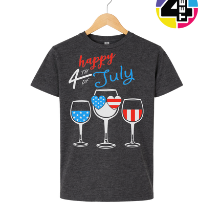 Happy 4th Wine Cheers Youth Tee