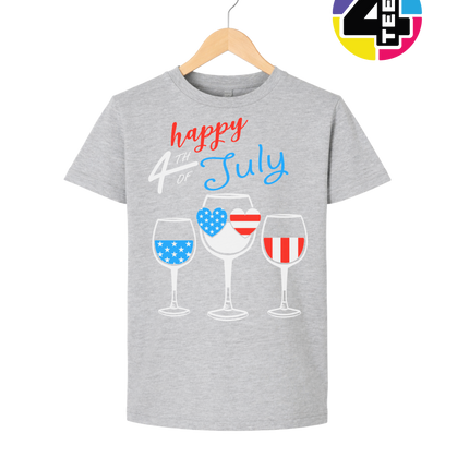 Happy 4th Wine Cheers Youth Tee