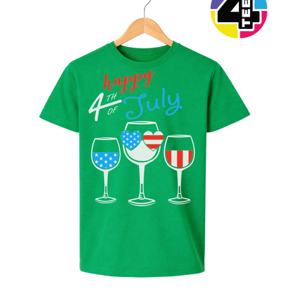 Happy 4th Wine Cheers Youth Tee