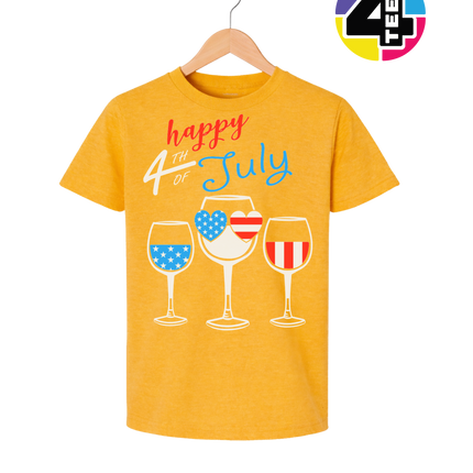 Happy 4th Wine Cheers Youth Tee