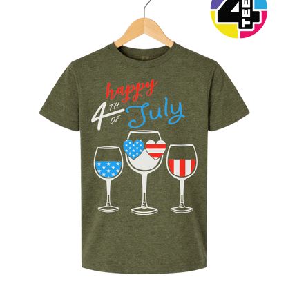 Happy 4th Wine Cheers Youth Tee