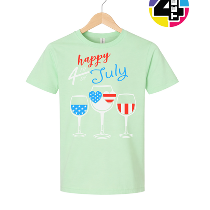 Happy 4th Wine Cheers Youth Tee