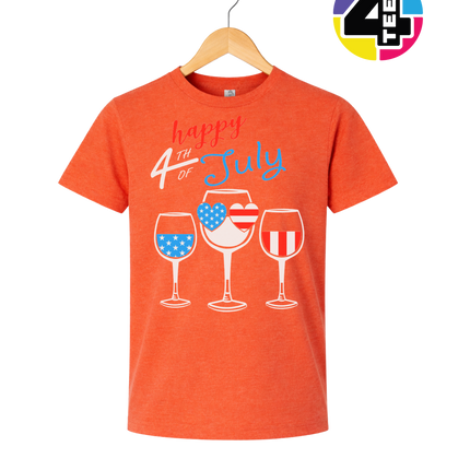 Happy 4th Wine Cheers Youth Tee