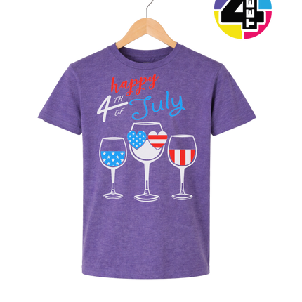Happy 4th Wine Cheers Youth Tee
