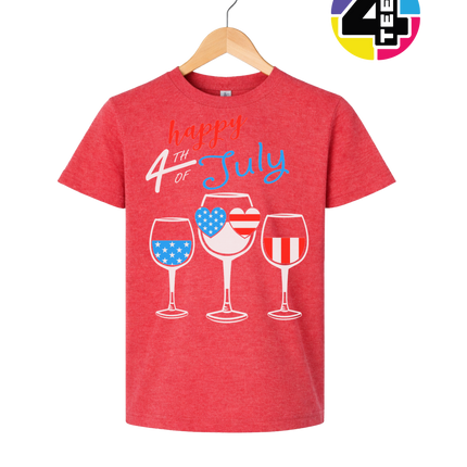Happy 4th Wine Cheers Youth Tee