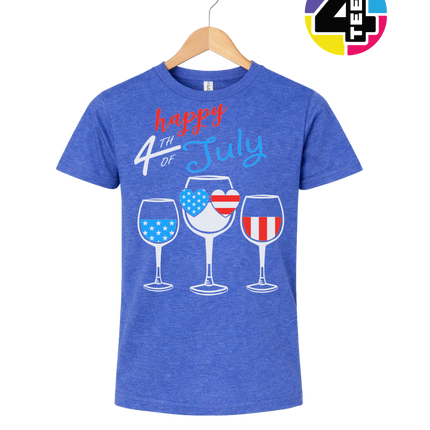 Happy 4th Wine Cheers Youth Tee
